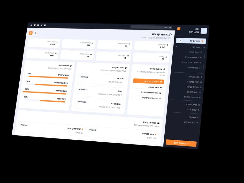 Super admin dashboard, tilted: roles, categories, global settings and system-wide usage
