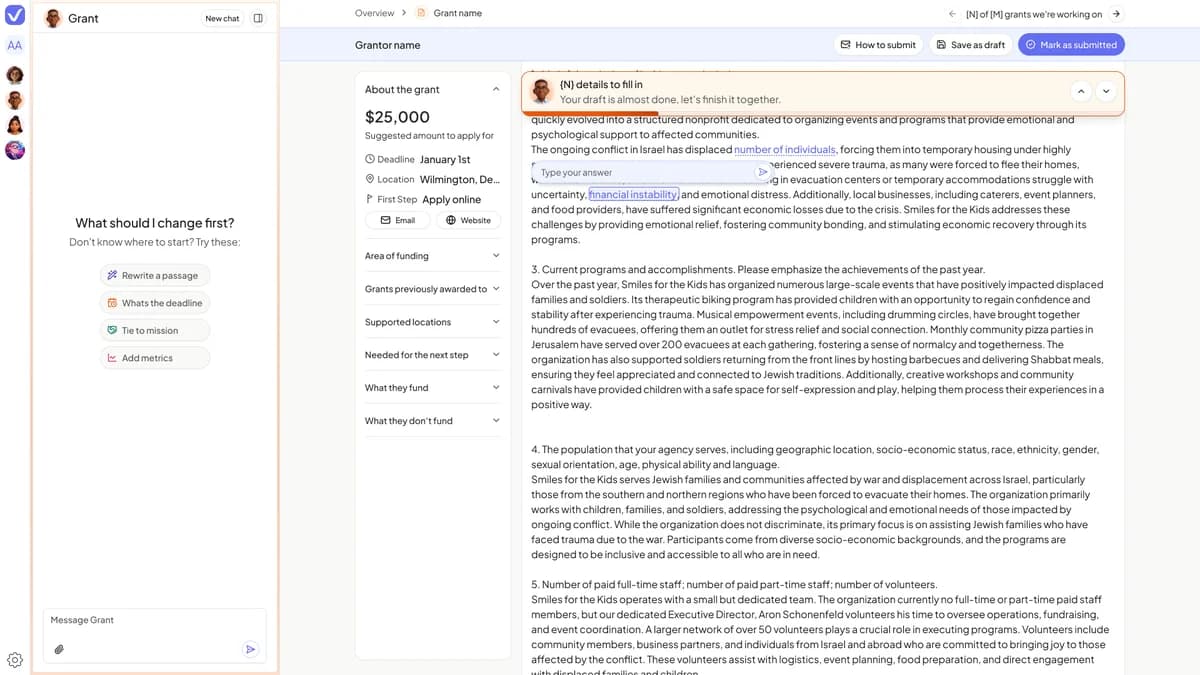 AI Grant Writing Workspace